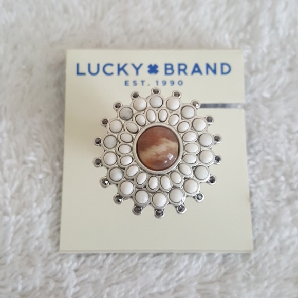 New Lucky Brand Silver Tone Statement Ring - Picture 2 of 4